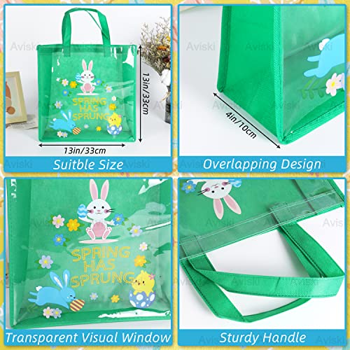 6PCS Happy Easter Egg Hunt Bags Easter Bunny Carrot Chick Egg Gift Bags with Handles, Easter Treat Bags, Multifunctional Non-Woven Easter Bags for Gifts Wrapping, Easter Party Supplies , 13×13×4inch - color: Pink Purple Green Blue Orange