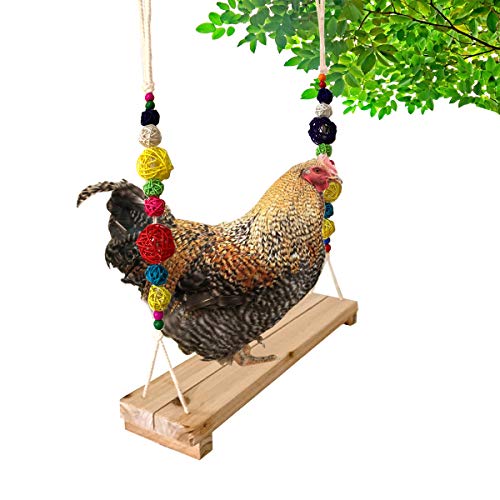 Chicken Swing and Perch - Handmade Wood Stand Coop Toy for Hens - Accessories Ladder for Poultry Run - Large Bird Parrot Hen Macaw Rooster Chick Toy