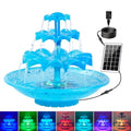 Yeomi 3-Tier Solar Fountain Pump with LED Lights, 24H Outdoor Water Feature, Detachable Design, Multi-Function Bird Bath Water Fountain for Garden Patio Yard Backyard Pond, 3.5W - color: Blue