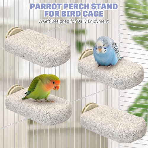 BNOSDM 4 Pcs Bird Beak Grinding Stone Calcium Parrot Perch Stand 4.7*2.6in - color: 4 Pcs- White (L)