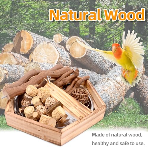 LIMIO Natural Grape Wood Bird Parakeet Playground - Perch Stand for Parakeets, Cockatiels, and Small Birds Toys