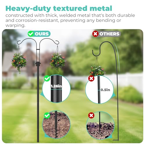 Bird Feeder Hook for Outdoor, 82 Inch Hevy Duty Bird Feeder Poles, Bird Feeder Stand Station, Garden Hook for Hanging Plants, Lanterns, Hummingbird Feeders