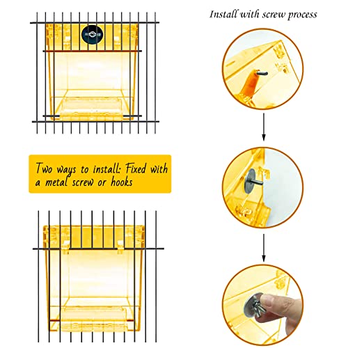 PINVNBY Yellow Acrylic Parrot Bath Box,Bird No-Leakage Bathtub for Cage Hanging Tube Shower Box Cage Accessory with Water Injector and Balls Toys for Small Pet Birds Canary Budgies Lovebirds(6 Pcs)
