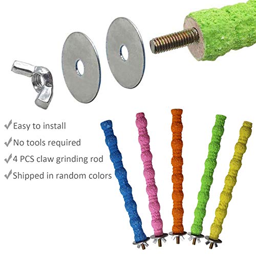 Hamiledyi Bird Perch Stand, 12PCS Wood Parrot Perch Stand Platform, Paw Grinding Rough-surfaced Parakeet Cage Accessories Exercise Toy for Budgies Conure Cockatiel Hamster (Random Color)