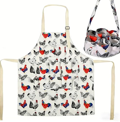 11 Pocket Egg Collecting Apron with 7 Pocket Egg Gathering Basket,chicken egg apron for collecting eggs Poultry Egg Collection Set
