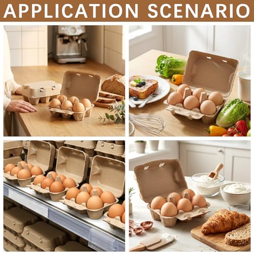 Large Egg Cartons 6 Count, 50 Pack Cardboard Egg Cartons Cheap Bulk, Reusable Paper Egg Holder for Supermarkets Kitchen - size: 2x3