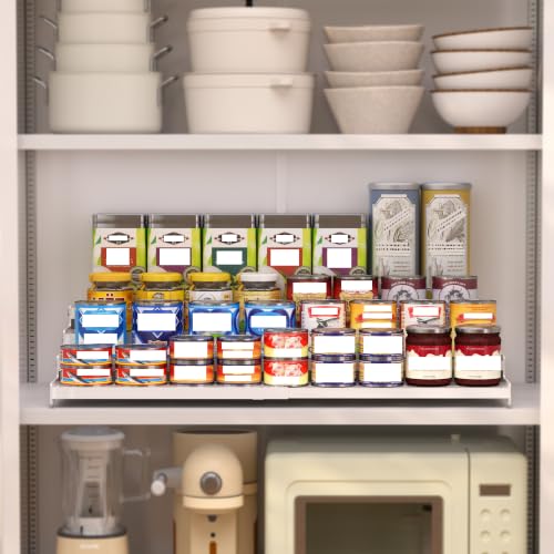 4-Tier Expandable Step Display Shelf,Stable Non-Slip Storage Rack(1PACK/White/with Hole - color: White