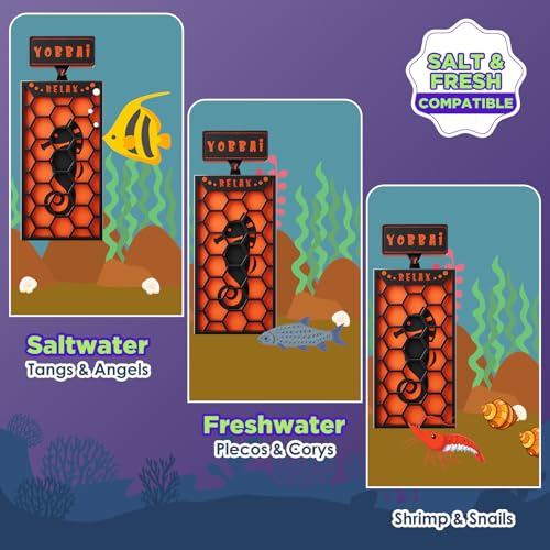 YOBBAI Magnetic Seaweed Feeder, Swinging Motion Nori Feeder, Seaweed Clip for Tangs Angels Freshwater and Shrimp Tanks (Orange & Black) - color: ORANGE & BLACK