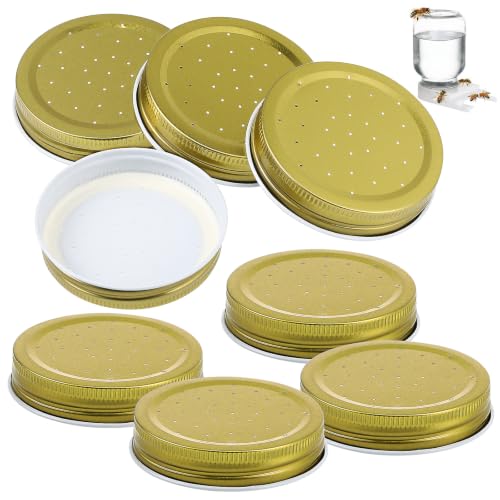 Toddmomy 8pcs Metal Bee Feeders Entrance Beehive Lid, Honeybee Feeder for Beehive Water or Sugar Syrup Feeding Equipment, 7.30X7.30X1.50CM