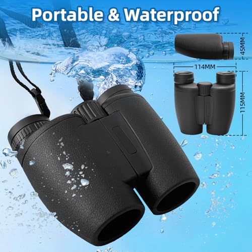 8x30 Binoculars for Adults, High Power Compact Binocular for Travel Hiking Concert Ship Cruise Hunting Bird Watching, Black Waterproof Binocular for Kid - color: Black, size: W/T Accessories