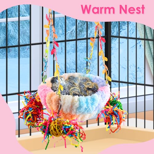 KATUMO Budgies Nest, Conure Snuggle Bed Bird Swing Bed Parrotlet Breeding Nest Finches Nest for Small Animals, Size Small - color: Pink, size: 5.5"L x 5.5"W x 3.0"Th