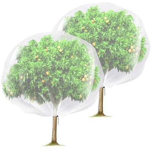 2 Pcs Fruit Tree Netting, 7 x 8 Ft Large Insect Bird Barrier Tree Net with Drawstring, Garden Bird Netting Plant Cover for Protect Plant Fruit Flower from Insect Bird - color: 2pcs- 7x8 Ft