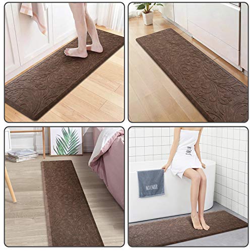 Kitchen Mat Cushioned Anti-Fatigue Comfort Standing Mat Rug for Home,Office | Waterproof Non-Slip Ergonomic Comfort Rug for Sink,Laundry,Desk 17.3" x 60", Brown - color: Brown, size: 1'5" x 5' (Rectangular)