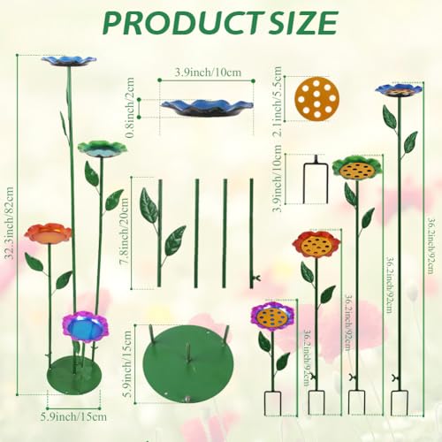 dreamysoul 4 Pack Bee Watering Station, Colorful Metal Bee Bath with Flower Design for Garden Yard - color: Colorful-a