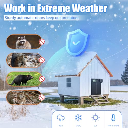 Automatic Chicken Coop Door Battery Powered, LCD Display Large Aluminum Auto Chicken Coop Opener with Anti-Pinch Sensor, Smart Timer & Waterproof for Hens, Ducks, Geese Poultry