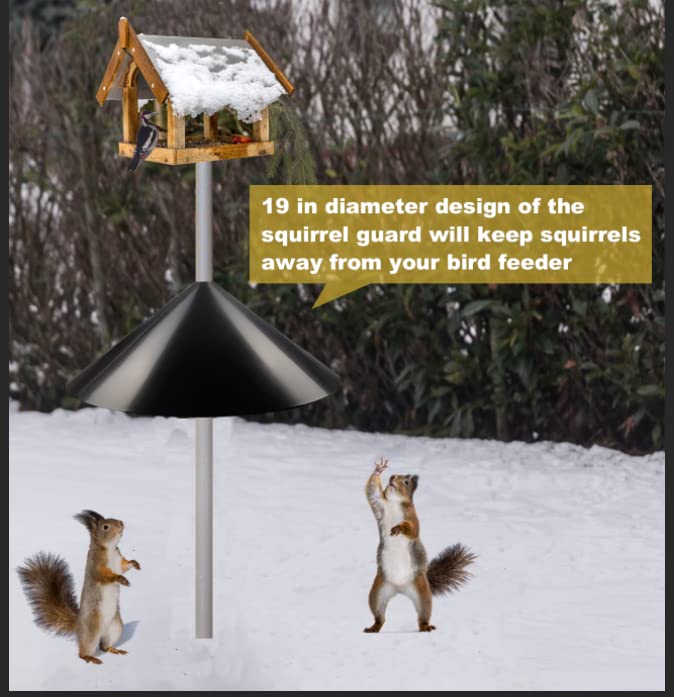 Queension 19-inch Wide Squirrel Proof Baffle,Squirrel Guard Stopper for Outside Shepherd Hooks or OutdoorBird Feeder Poles, Save Bird Houses from Squirrels, Rodents and Raccoons, Black, 2 Pack… - style: Pole Mount 2pcs