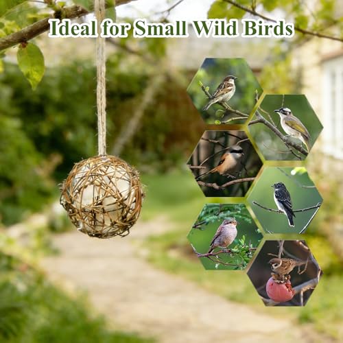 GUTE Globe Hummingbird Nesters 2Pcs Natural Material Refillable Ball | Natural Nesting Material,Refillable Design,Weather-Resistant,Quick-Dry,Hanging Station,For Wrens/Finches,Indoor/Outdoor. - size: 2Pack