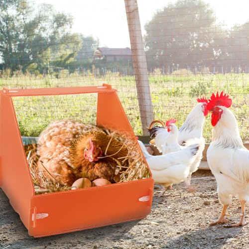 Touri Chicken Nesting Boxes, 6 Packs, Durable | For Laying Eggs, Fits Hens Ducks and Poultry - color: Orange-6 pack