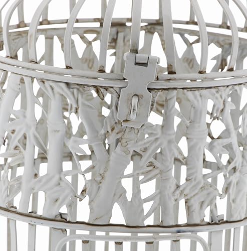 Deco 79 Metal Birdcage Indoor Outdoor Hinged Top with Latch Lock Closure and Hanging Hook, Set of 2 15", 18"H, White