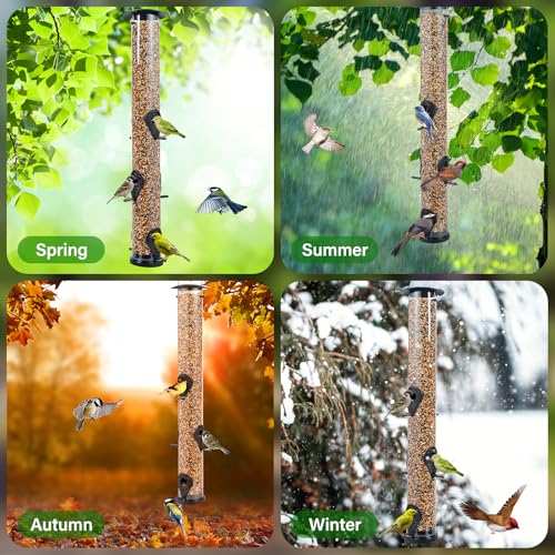 Backyard Expressions Tall Tube Bird Feeder - Durable Hanging Wild Bird Feeder for Wild Birds - 16" Tall, 4-Port Design - size: 16 In.