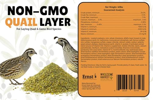 Non-GMO Quail Layer Feed 26% - Premium 10 lb Food for Laying Birds, Button Food - size: 10 Pound (Pack of 1), style: For Laying Birds