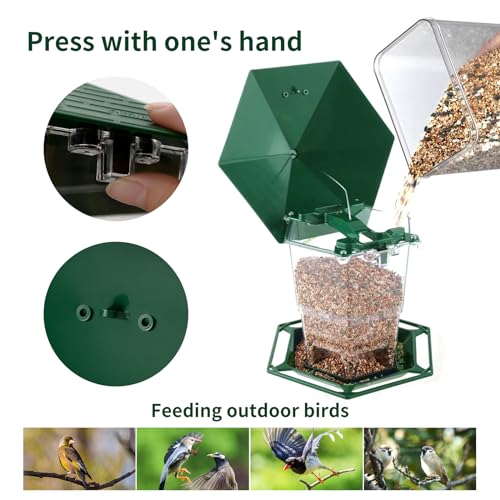 Jealoeur Bird Feeders for Outdoors Hanging Bird Feeder Wild Birds Seed, Green - color: Green