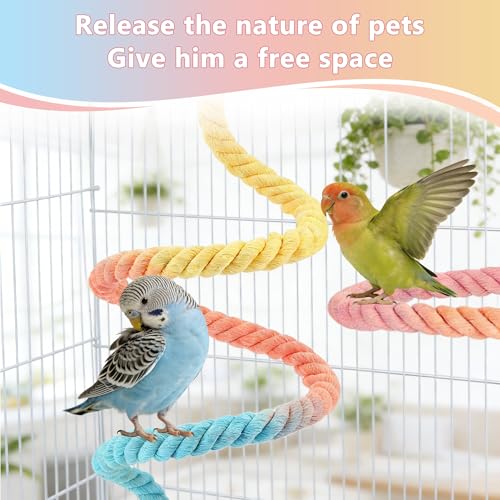 Mogoko 2Pcs Bird Rope Perches Cage Accessories for Parrots Cockatiels Parakeets Budgie, Perch Climbing Toy for Birds