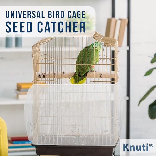 Universal Bird Cage Seed Catcher Universal Mesh Skirt Cover Stretchy Small Animal Cages Cover Pet Removable Durable Protector (White, Small)