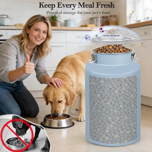 30lb Stainless Steel Dog Food Storage Container with Lid and Scoop | Airtight Metal Pet Food Storage, Large Capacity, Durable, Rust-Proof, Moisture-Proof, Keeps Kibble Fresh for Daily Use - size: Large