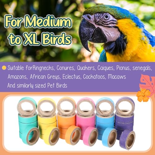 Skyygemm 180 Pcs 1.85 Inch Bagels Bird Toys for Parrots Cardboard Bird for Chewing Shredding Foraging Play Foot Wooden Parrot Toys for Medium and Large Macaws Cockatoos