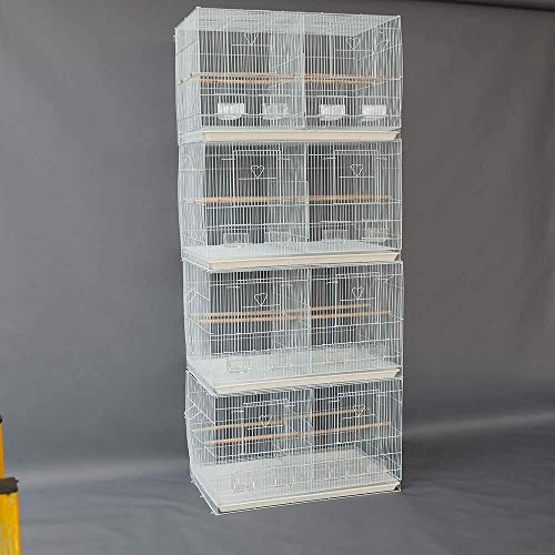 Seny Lot of 4 Breeding Bird Carrier Cage with Dividor for Parakeet Canary Finch Lover Bird (White) - color: White