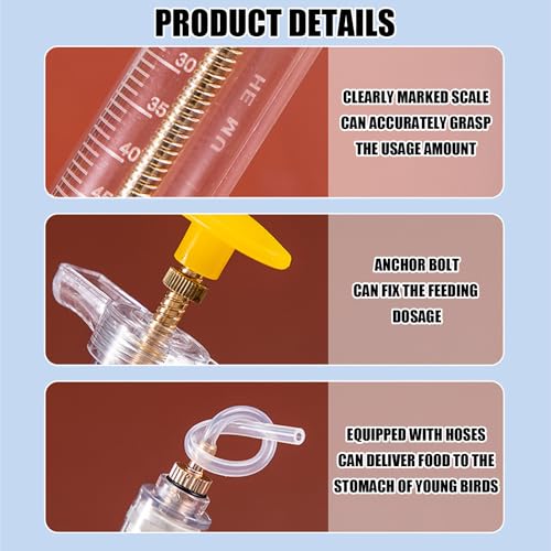 Baby Bird Feeding Syringe Set, Small Pet Parrot Feeding Tubes for Birds, Hand Feeding Tubes Kit Parrot Feeder Food Feeding & Watering Supplies for Small Pet Baby Birds (20ML+50ML) - color: 20ML+50ML