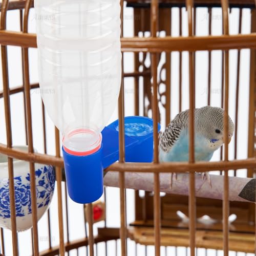 AUEAR, Set of 12 Bird Drinker Feeder Cup Soda Pop Water Bottle Plastic for Pigeons Parrot Chicken Supplies (Blue) - color: Blue