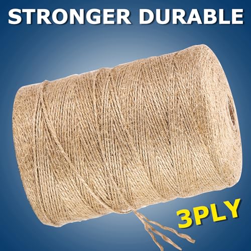 Vanhench 3600Feet Natural Jute Twine String | Bulk Hemp Jute Rope Cord for Gardening, Gift Wrapping, Arts & Crafts, Wedding Décor, Packing Material Burlap Ribbon - color: Brown, size: 2mm (1/12 In)×3600ft (1100m)