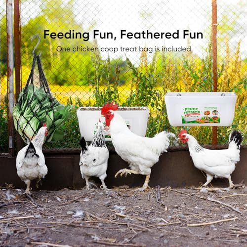 4 Pack Goat Feeders Hanging, 4.5 Quart White Chicken Feeder, Rabbit Feeders | Feed Buckets for Horses with Clips Hanging Fence Feeders, Duck Feeder, Chicken Water Feeder, Poultry Feeding Trough - color: white