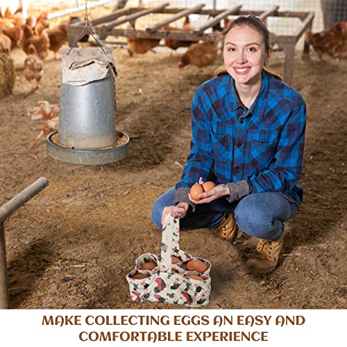 2 Pieces Egg Basket Mini Egg Collecting Bags Gathering Basket with 7 Pouches for Farmhouse Chicken Hen Duck Goose Housewife Garden Transporting Storage, 8 x 2.6 Inch(Cute) - color: Cute