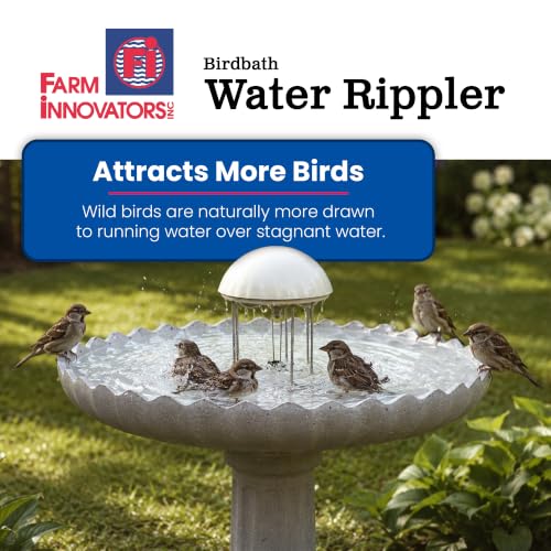 Farm Innovators Birdbath Water Rippler Agitator | Creates ripples to reduce stagnant water, attract birds and discourage mosquito breeding, battery-powered