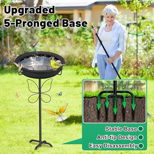 Bird 37In Bath for Outside with Removable Bowl Metal Base, Freestanding Rust-Proof Birdbaths & Birdfeeder, Bird Baths Feeder Bowl for Outdoors Garden Patio Yard Lawn Decor (Black) - color: Black