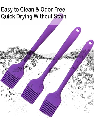 Purple Silicone Pastry Basting Brush - Food Grade BPA Free, Heat Resistant Up to 660°F/315°C, Dishwasher Safe Cooking Brush for Baking, BBQ, Grilling, Sauce,Butter,Cake & Bread - color: Purple
