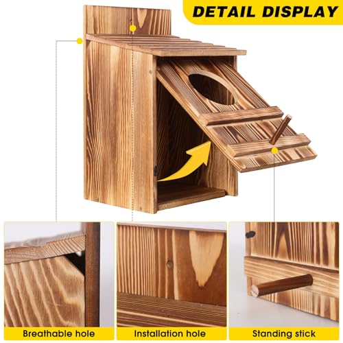 Owl Houses for Outdoors, Sturdy and Durable, Waterproof and Ventilated, Easy to Assemble, Suitable for owl Nesting, Courtyard, Terrace, Garden Decoration, Suitable for Wildlife Enthusiasts