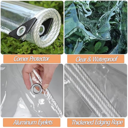 6.5 x 9.8 FT Thickened Chicken Coop Cover for Winter, Waterproof & Anti-Tear Chicken Coop Insulation with Rope, Chicken Run Sidewalls, Windproof Clear Chicken Coop Tarp for Chicken Run