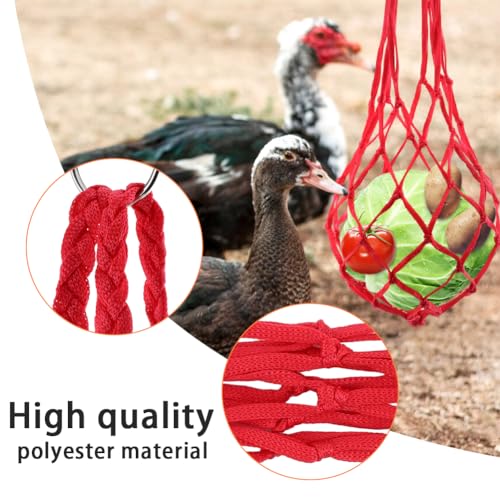 4pcs Chicken Vegetable Hanging Feeder Polyester Chicken Vegetable String Bag with Metal Hooks in Coop Veggies Holder Feeding for Poultry, Hens, Duck(4 Colors)