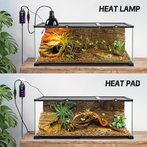 Digital Heat Mat Thermostat, PID Reptile Heat Lamp Dimming Thermostat Heating Pad Temperature Controller for for Aquarium Reptiles and Seedling, Breeding, Hatching