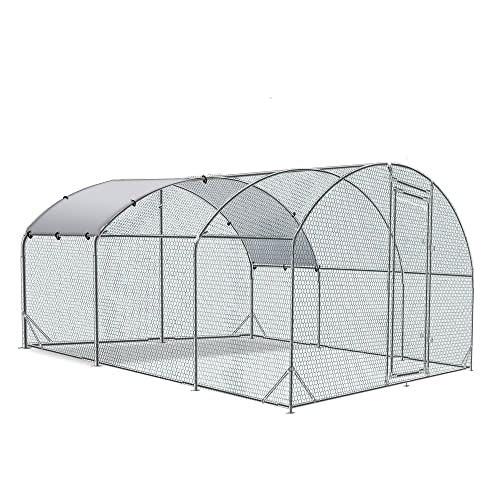 TOLEAD Large Metal Chicken Coop Upgrade Tri-Supporting Wire Mesh Chicken Run,Chicken Pen with Water-Resident and Anti-UV Cover,Duck Rabbit House Outdoor(9’ W x 19’ L x 6.5’ H) - size: Dome Roof 228.0"L x 108.0"W x 78.0"H