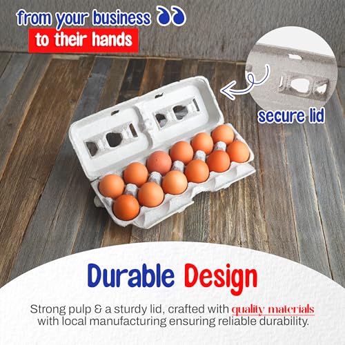 MT Products Custom Printed Egg Cartons Hold Twelve Eggs - Natural Pulp Personalized Egg Container (Pack of 25) - Made in USA - size: Custom Printed