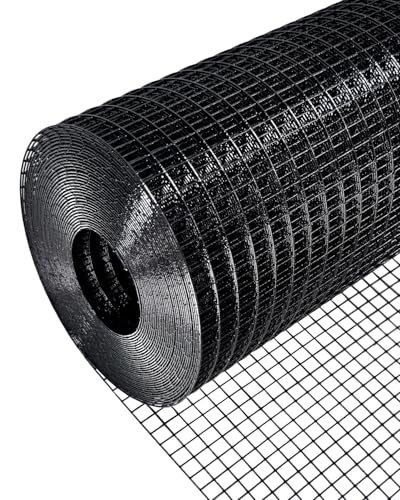 Black PVC Coated Hardware Cloth 1/2 in, 72 in x 50 ft Roll 19 Gauge | Welded Wire Fencing, Vinyl Coated Metal Wire Mesh for Chicken Coop, Garden Protection, Rabbit Cage, Poultry Netting - size: 1/2" x 1/2" 72" x 50'
