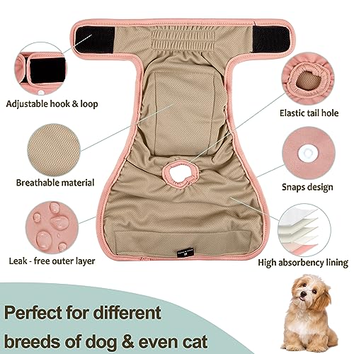 Washable Female Dog Diapers - Premium Reusable Diapers for Doggie in Heat - Highly Absorbent Dog Diapers Female for Pet Incontinence with Adjustable Snaps (Pink, S) - color: Morandi, size: Small（New Born-11.5“Waist）