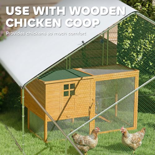PawHut Large Chicken Coop w/ 420D Waterproof Anti-UV Cover 39' x 10' x 6.4' | Metal Chicken Run, Spire Shaped Walk In Fence Cage Hen House, Outdoor Yard Farm Use, 1" Tube Diameter - size: 472.4"L x 118.1"W x 76.8"H