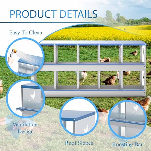10 Compartments Chicken Nesting Box Laying Boxes for Chicken Hens Ducks Poultry Protect Eggs Chicken Coop Easy Egg Collection Wall Mount Metal Nest Box for Chicken Coop - size: 10 Compartments