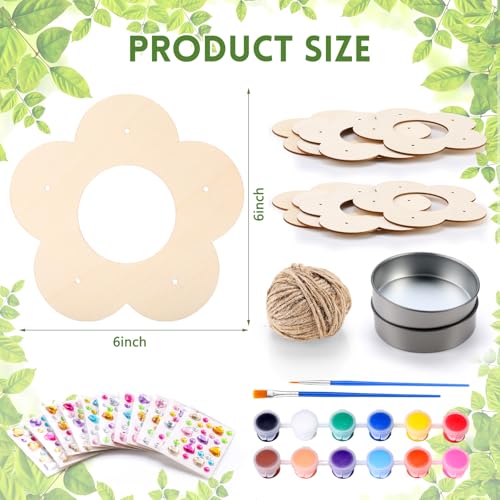 CroBlissful 12 Pack Bird Feeder Craft Kits for Kids DIY Your Own Bird Feeders with Paint and Paintbrushes Wooden Arts and Crafts for Kid Ornaments to Paint Feeders Craft for Garden(Flower Shape) - style: Flower Shape